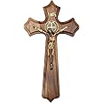 Intercession Wall Wood Cross Crucifix (Antique Gold - 10 Inches)