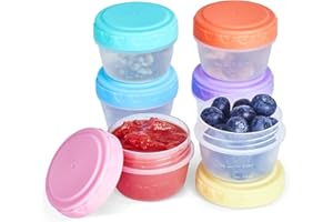 Beekfect 6PACK 2.7oz Salad Dressing Containers To Go with lids, Reusable and Leakproof Mini Sauce Cups Condiment Dip Jars for