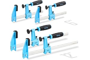 SHALL 6-Inch & 12-Inch Steel Bar Clamps Set, 4-Pack Medium-Duty Quick-Release F Clamps, 600 Lbs Load Limit for Woodworking, M