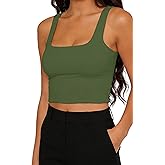 Lunait Women's Basic Tank Top Scoop Neck Double Lined Sleeveless Slim Fit Cropped Going Out Tops 2026