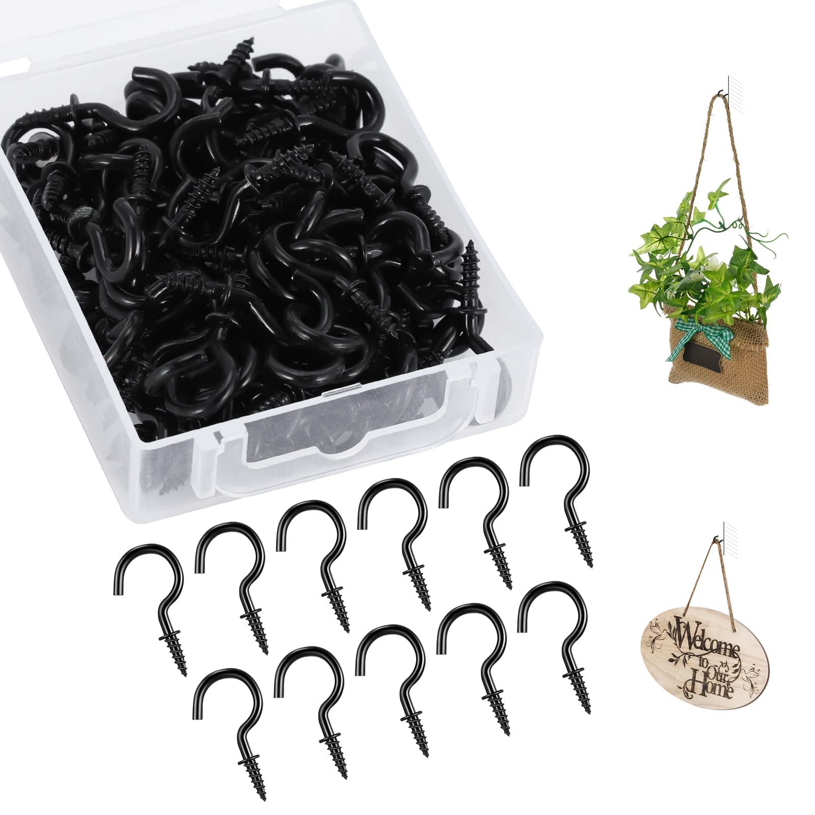 120 Pcs 1/2 Inch Metal Hooks: Screw In Hooks for Wood, Mug, Key, Half Inch Cup, Garden Light, Fence Wall, Hanging Flowerpot
