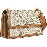 Tory Burch Women's T Monogram Jacquard Shoulder Bag, Hazel, Tan, Graphic, One Size