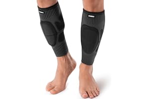 CAMBIVO Calf Compression Sleeves with EVA Pads for Shin Splints, Shin Guards for Men & Women, Leg Brace Support for Running (Pure Black, X-Large)