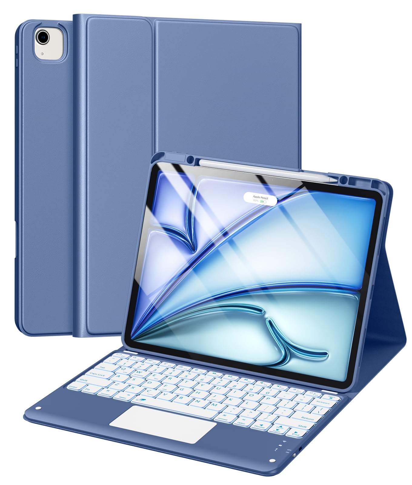 Photo 1 of Harvopu for iPad Air 13 Inch & Pro 12.9 Case with Keyboard - Multi-Touch Trackpad, 7 Colors Backlit, Detachable Folio Keyboard Cover for iPad Pro 12.9 (6th, 5th, 4th, 3rd gen), Air 13 M3/M2 (Blue)