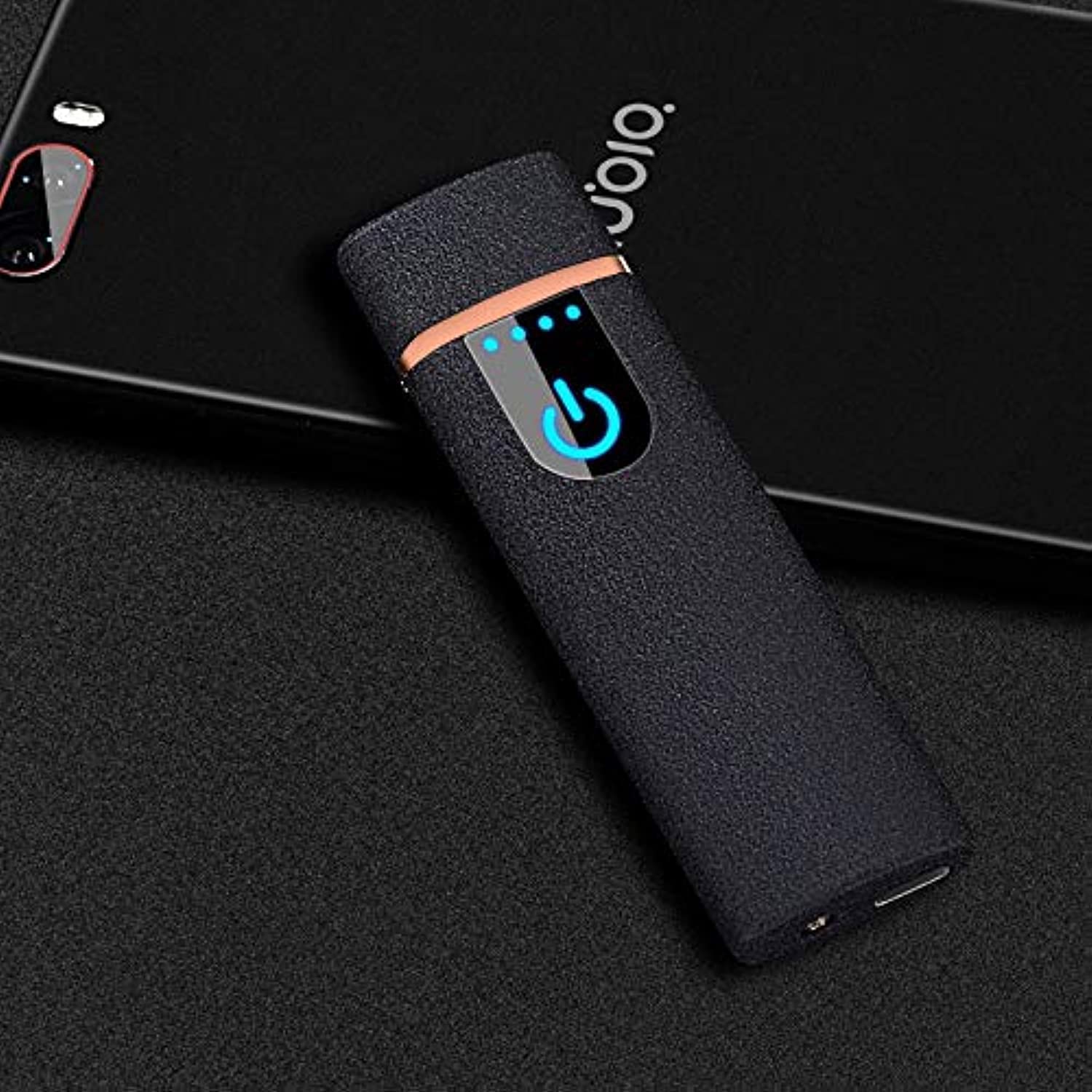 Wiber Rechargeable USB Electronic Lighter Fingerprint Touching LED Sensor Screen Double-sided Ignition Windproof Flameless Candle Lighter
