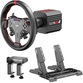 PXN VD4 Direct Drive Sim Racing Wheel Bundle for PC | 4Nm Force Feedback Servo Motor Base with Quick Release Wheel, Hall Effect Metal Pedals, Desk Clamp Included