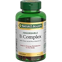NATURE'S BOUNTY Absorbable B-Complex With Folic Acid Plus Vitamin C, Helps Energy Metabolism, Provides Antioxidants, Supports