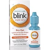 BLINK Triple Care Eye Drops for Dry Eyes, Lubricant Eye Drops, Soothing for Moderate to Severe Dry Eyes, with Hyaluronate, Reduces Discomfort, Long-Lasting Hydration, 0.34 Fl Oz