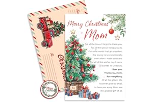 BlinkWishes Christmas Card for Mom, Mom Christmas Card with Envelope and Seal, Mother Xmas Cards, Xmas Gift for Moms, Idea Cards for Mother from Daughter, Son, Kids