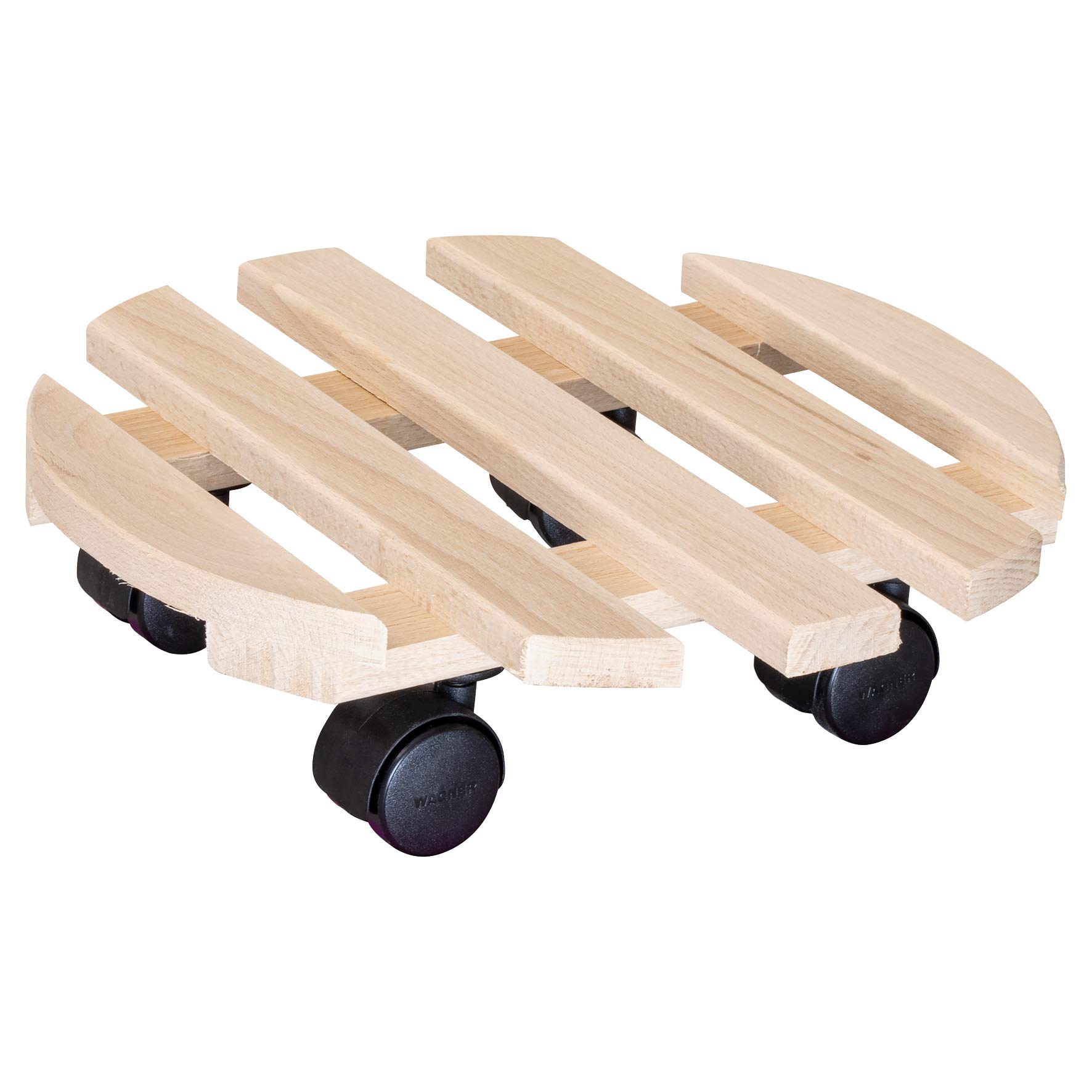 WAGNER Plant trolley PALETTI Ø 30 x 8 cm I Flower trolley for indoor use I Container trolley made of FSC®-certificated solid beech wood, nature I Load capacity 100 kg I Made in EU - 20031801