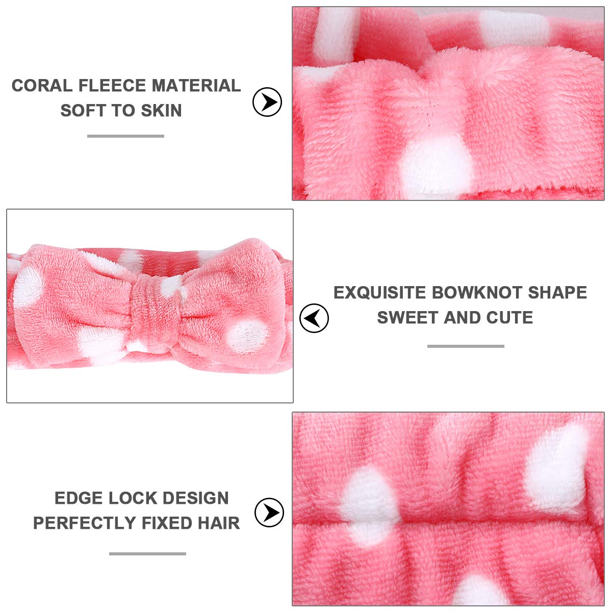 Spa Headband – 6 Pack Bow Hair Band Women Facial Makeup Head Band Soft Coral Fleece Head Wraps For Shower Washing Face : Beauty