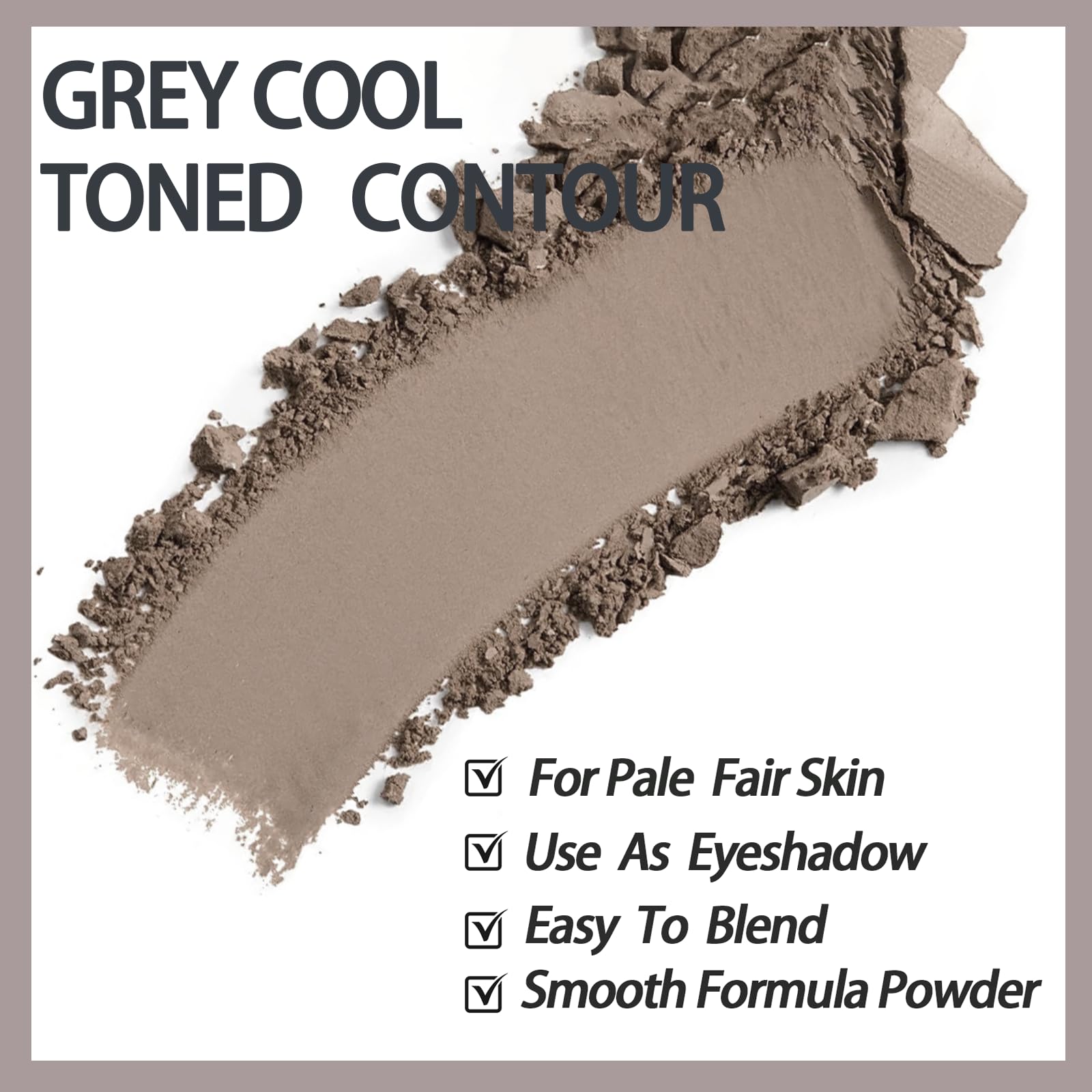 Okerker Cool Toned Contour Palette with Mirror, Taupe Grey Contour Powder for Fair Pale Light Cool Toned Skin, Nose Contouring Bronzer Powder with Face Brush
