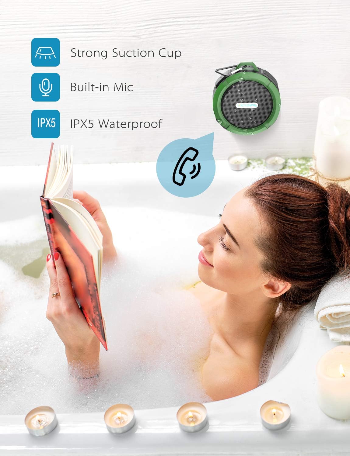 victsing waterproof bluetooth shower speaker