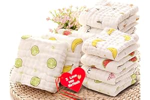 KOROTUS Burp Cloths Washcloths Face Towels 10-Pack Extra Large 10 X 20 Inch of Muslin Burp Cloths 100% Cotton 6 Layers Extra 