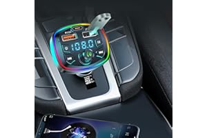 BUZET -E Bluetooth 5.0 FM Transmitter for Car, Stable [PD 20W + QC 3.0] USB Charger Music Radio Adapter, Useful Wireless Microphone &HiFi Bass Sound, Supports Hands, Small