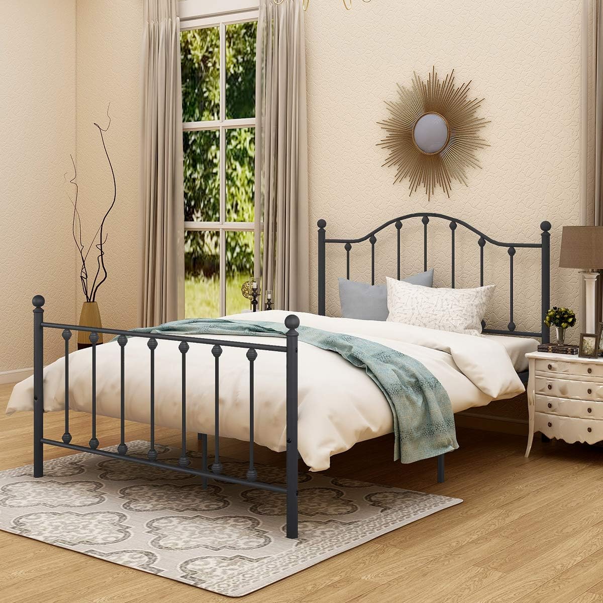 Metal Bed Frame Full Size with Strong Headboard Platform and Footboard/Bed Frame