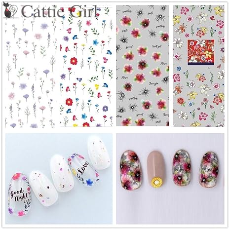 Amazon 4シート ドライフラワー 花 綺麗な夏 花 3dシール ネイル