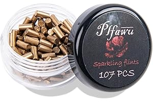 Plfawu 107Pcs Premium Sparkling Lighter Flints Refills - Compatible with Zippo & Clipper, Long-Lasting Flint Replacement for Lighter Use, Gold