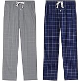 Vulcanodon Mens Cotton Pajama Pants-2pack, Lightweight Sleep Pants for Men