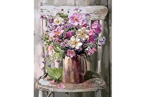CLENDO Paint by Numbers for Adults,Flowers DIY Oil Painting by Numbers on Canvas Without Frame 16x20 Inch (40x50cm)