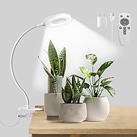 KNHUOS Grow Lights for Indoor Plants, Full Spectrum 3 Color Clip On LED Grow Light with 360° Gooseneck, 4/8/12Hrs Timer & 10 