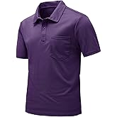 Rdruko Men's Polo Shirts Short Sleeve Quick Dry Outdoor Golf Sports Shirts with Pocket