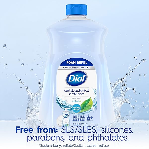 DIAL ANTIBACTERIAL FOAMING HAND SOAP REFILL, SPRING WATER, 52 FL OZ (PACK OF 1)