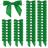 Green Twist Tie Bows for Treat Bags 2.7" Pre-Tied Bows Green Satin Ribbon Bows for Gift Wrapping Premade Bows for Crafts Party Tying The Knot Bridal Shower Bachelorette Party Decor(50 Pcs)