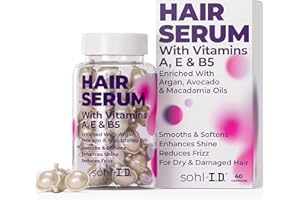 sohl-I.D. Hair Serum for Frizzy Hair, Treatment for Dry & Damaged Strands, Suitable for Curly Hair, Aceite y Gotas para el Cabello, Tratamiento para Cabello Seco y Maltratado, Smooth & Shine Capsules