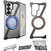 NIFBANG Z Shape for Samsung Galaxy Z Fold 7 Bumper Case with Stand,360&deg;Rotatable Magnetic Metal Ring Kickstand,Frameless Minimalist Military Grade Protector Phone Cases Galaxy Z Fold 7 Cover(Black)