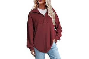 SHEWIN Womens Fall Sweatshirt Casual Waffle Knit Half Zip Pullover Loose Long Sleeve Tops