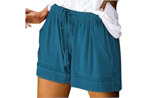 SDOHIG Shorts for Women Trendy Going Out Summer Pants Casual Drawstring Gym Short Pants with Pockets Comfy Baggy Beach Shorts