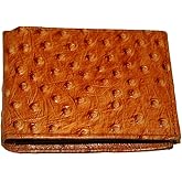 Genuine Cowhide Leather Ostrich Skin Designed TAN Color Bi-fold Men's Wallet