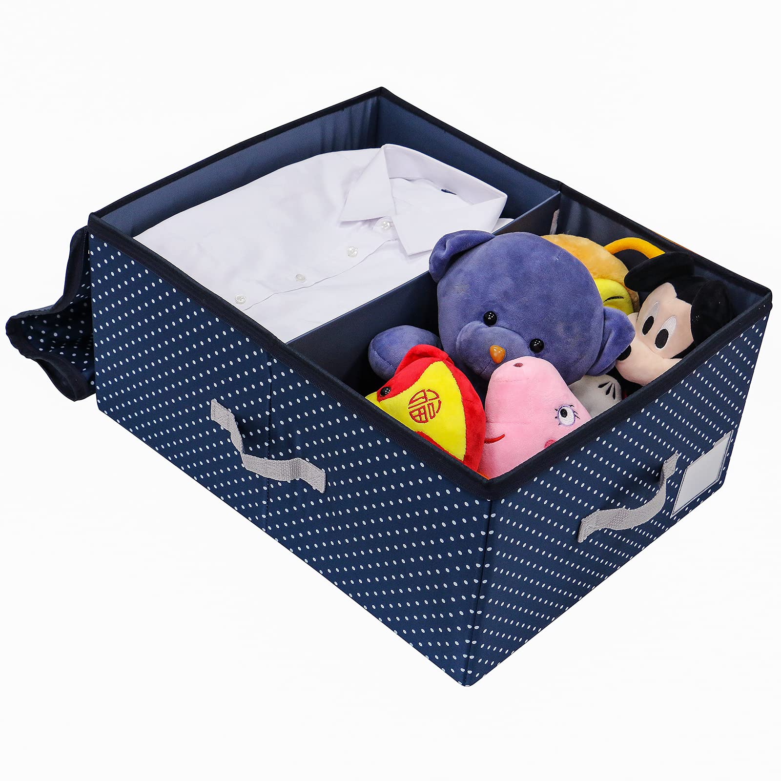 Amonsen Nylon Washable Stacked Storage Box with Zip Lid, Folding Garment Storage Organizer Containers,Navy Blue
