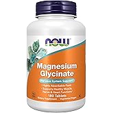 NOW Foods Supplements, Magnesium Glycinate 100 mg, Highly Absorbable Form, 180 Tablets
