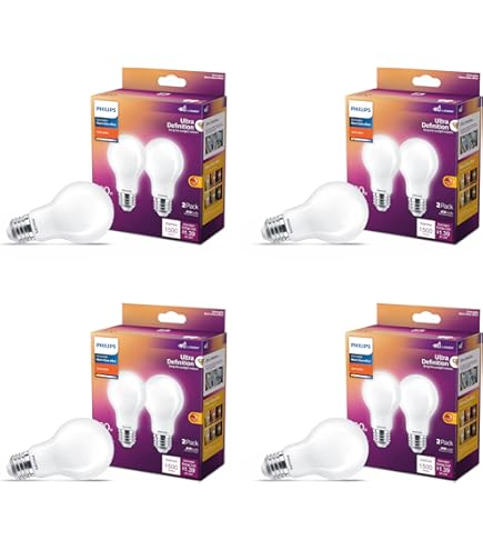 PHILIPS LED 60W A19 4-Pack Ultra Definition Soft White (2200K) 800