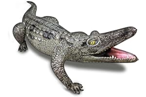 HOHQB Inflatable Alligator Pool Toys Realistic Blow up Alligator Deco Animal Reptile Party Decoration Props and Gator Pool Floats Kids Jungle Party Decorations