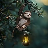 365RUSTIC Solar Sloth Hanging Statue with Lantern – Indoor Outdoor Climbing Sloth Decor for Garden Yard Porch Balcony, Cute Animal Yard Art, Housewarming for Mom Grandma Women