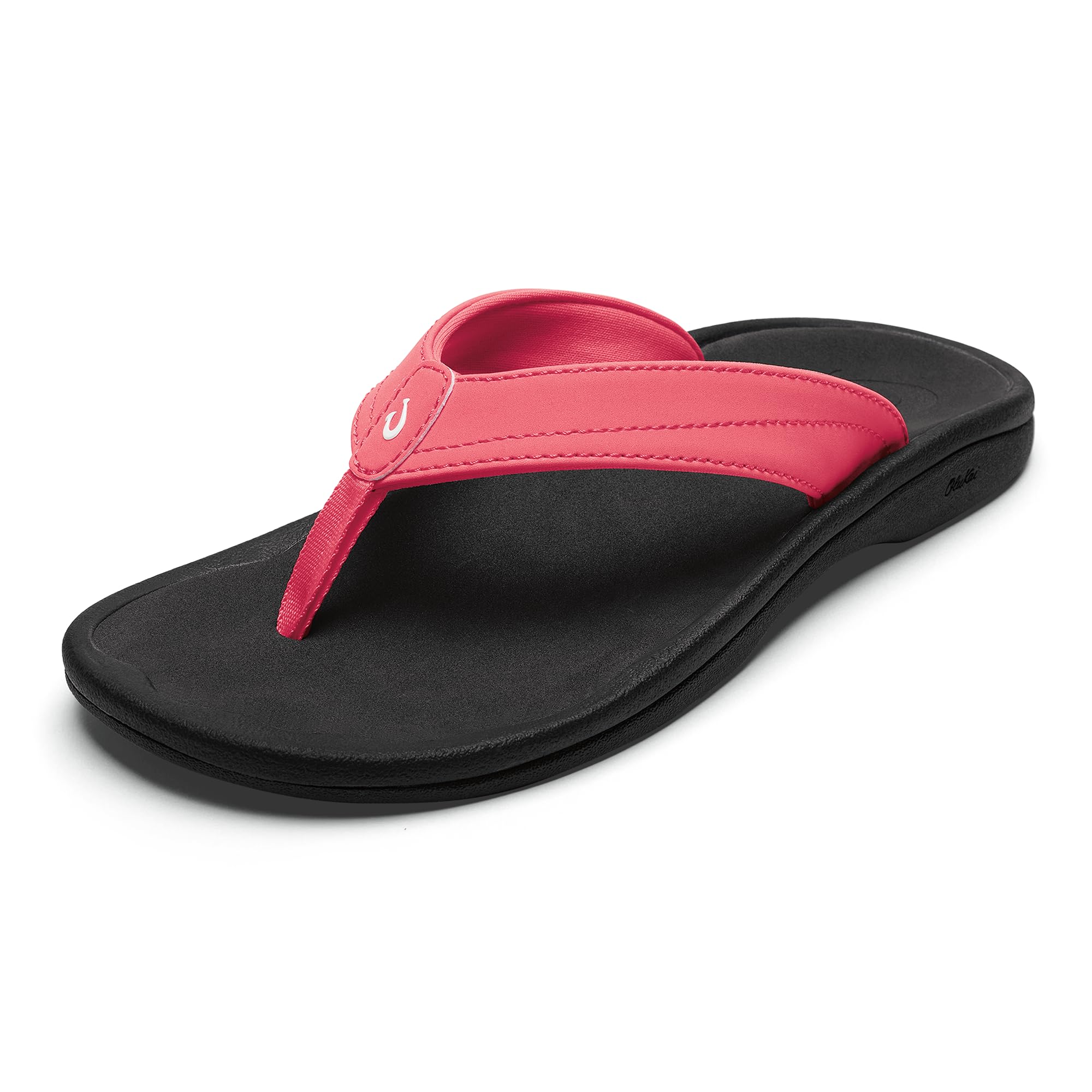OLUKAI Ohana Women's Beach Sandals, Water Resistant Flip Flops, Arch Support & Comfort Fit, Lightweight & Durable, Enhanced Grip & Traction, Hot Pink/Black, 12 Image