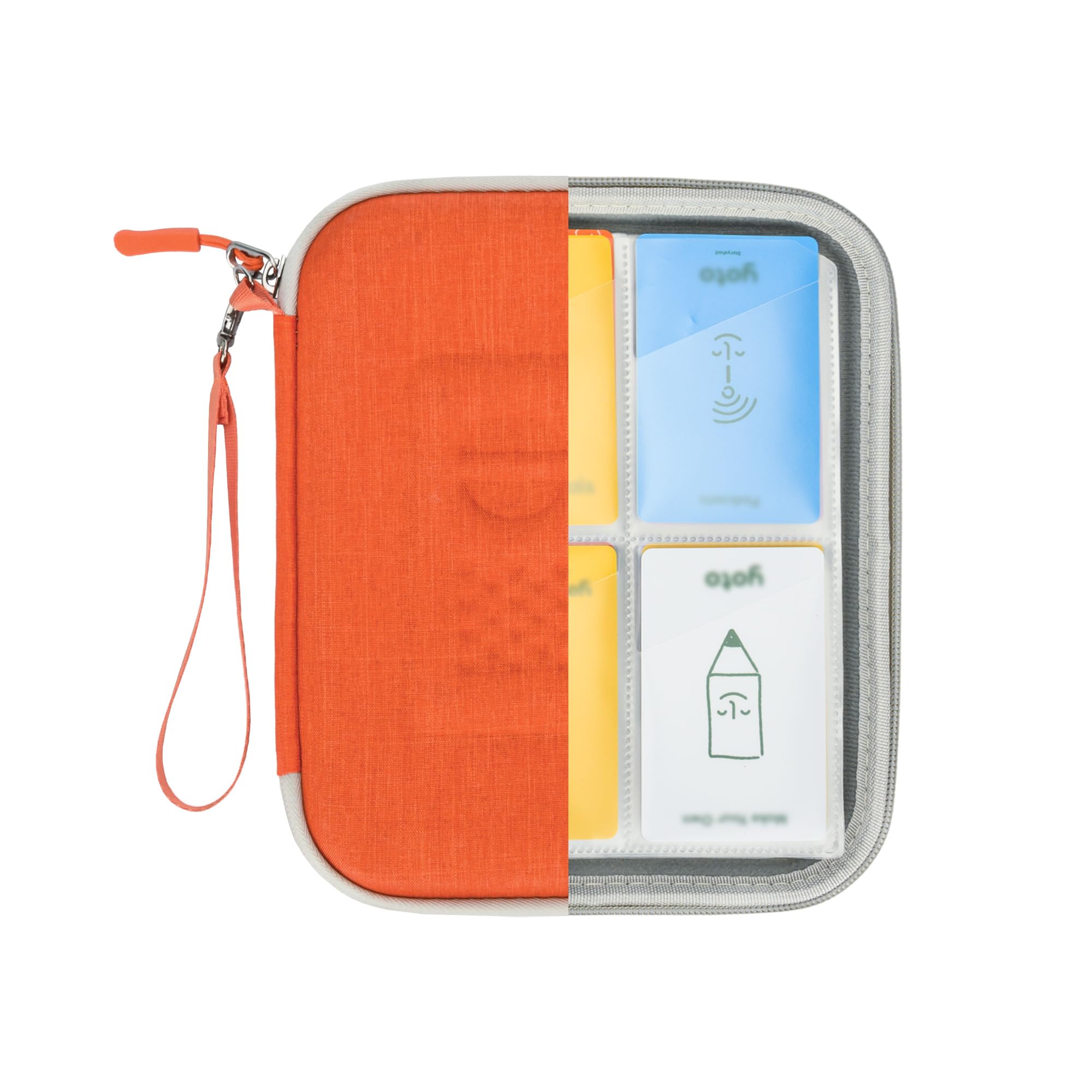 PROfezzion for Yoto Card Holder Case, Card Album up to 88 Cards, Transparent Protective Pages & Angled Pockets for Convenient Access, Zipper Design with Carry Strap, Storage Card Organizer (Orange) — image 1