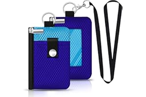 CCUMI Minimalist RFID Blocking Small Wallet with ID Window,WaterResistant Zip Id Case Wallet with Lanyard Keychain for Cards,Cash,Travel,Women,Men (Sapphire Blue/Lake Blue)