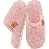 Evshine Women's Fuzzy Slip-on Slippers Comfy Lightweight Indoor House Scuff Slippers Closed Toe Soft Memory Foam Shoes