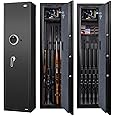Langger V Biometric Rifle Gun Safe,Quick Access 5-Gun Large Improved Fingerprint Shotgun Security Cabinet for Rifle Shotgun w/o Scopes with Pistol Lock Box,Removable Storage Shelf (New Biometric Safe)