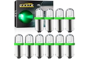 Qasim Led 10-Pack DC 6V/6.3V Green T4w BA9S LED Bulb 44 47 756 1847 Pinball Game Cars Indicator Light Instrument Panel Gauge 
