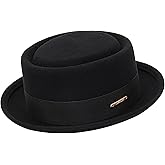 Pork Pie Hat for Men Women Short Brim Fedora Flat Hat Wool Felt Boater Panama Hats Size:S-M