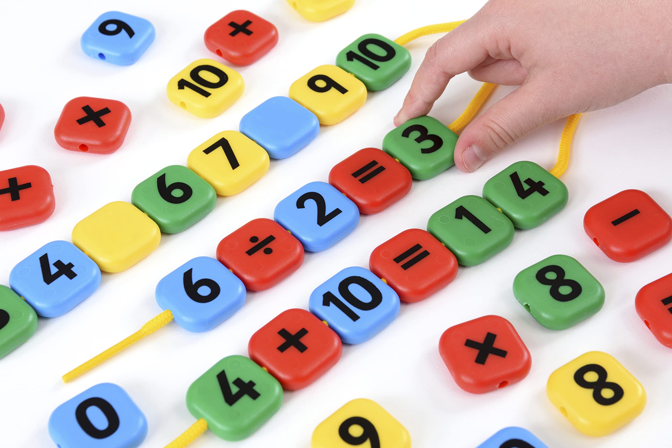 Educational Advantage Lacing Number Beads - Educational Maths Learning Resource - Build Number Sentences - Fine Motor Skills - Age 3+