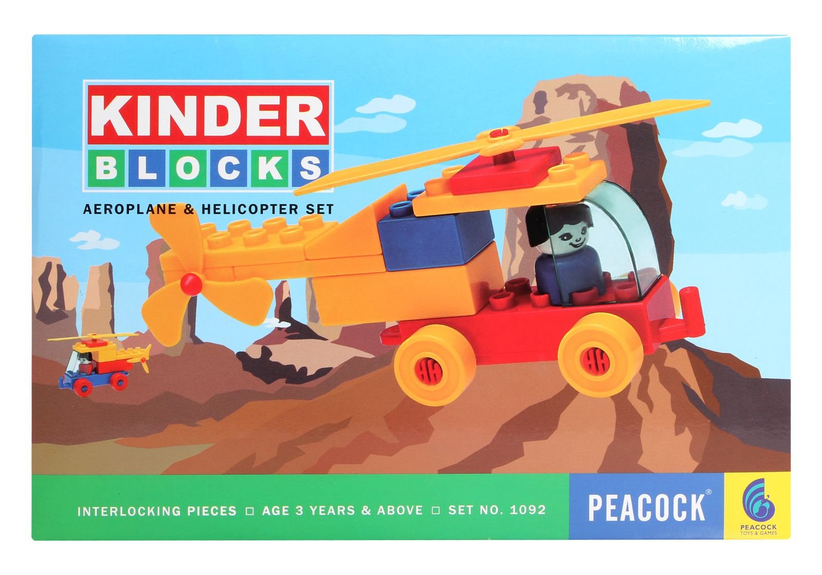 Peacock Kinder Blocks Helicopter Set,Multicolor - Kids