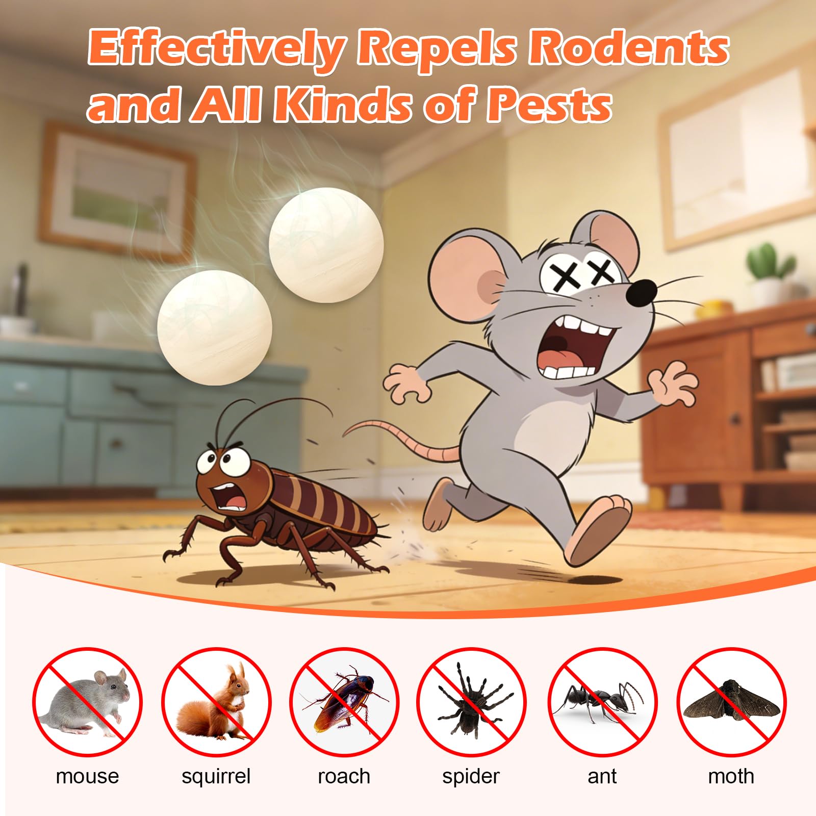 Condition photo showing New/Like New for mouse rodent repellent, 12 pack peppermint oil repellent balls for mouse rats squirrel spider roach