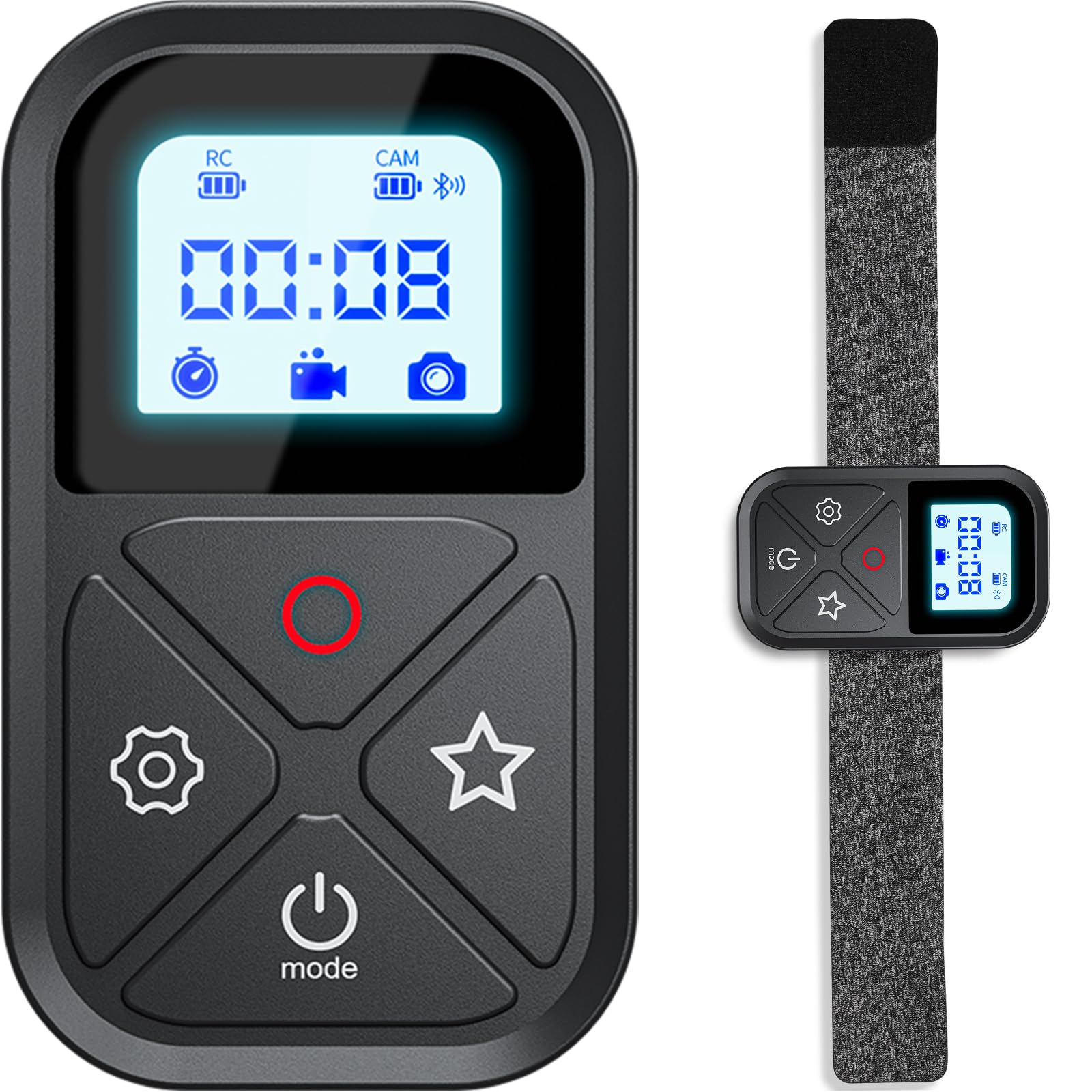 Smart Wireless Remote Control for GoPro - Camera Controller for Go Pro Hero 13 12 11 10 9 8 GoPro Max LCD Display Magnet Charger Port Wrist Strap for Go Pro Accessories Camera Black (T10)