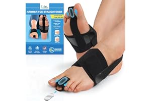 JNATER Hammer Toe Straightener Corrector for Women & Men, Non-Slip Toe Splint for Hammer, Curled, Crooked Toes, Pain Relief, Broken Support (1 Compression Foot Wrap & 1 Strap)